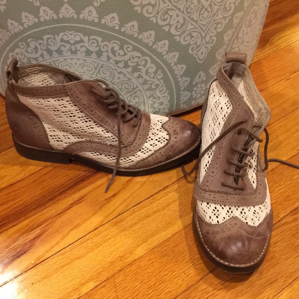 Adorable leather and lace booties!